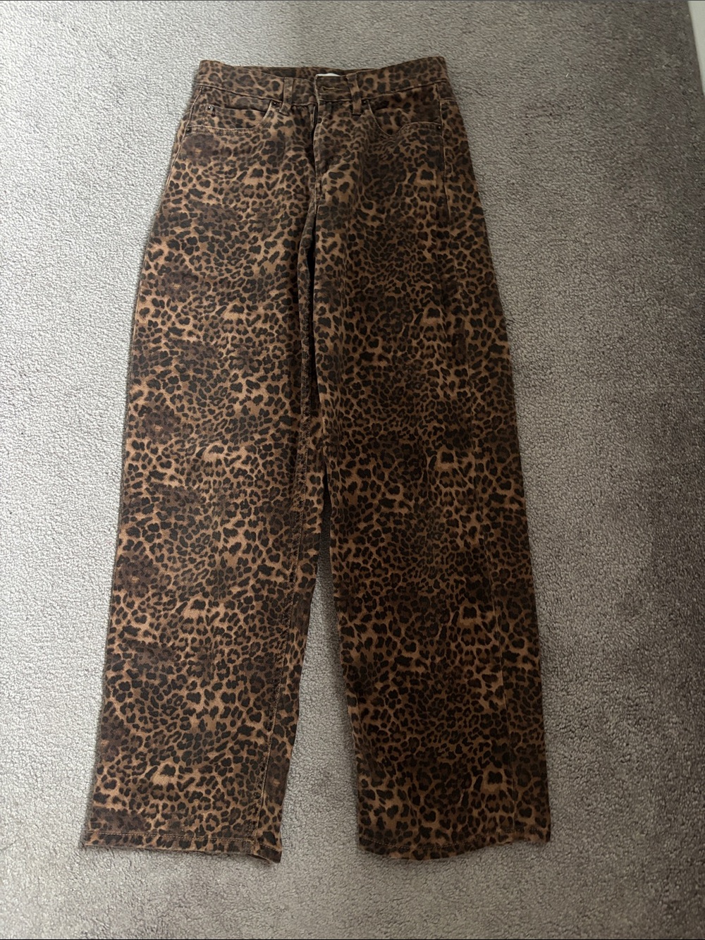 garage Leopard Print Wide Leg Jeans - Brown/Black